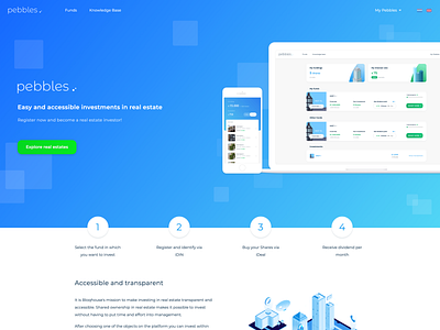 Pebbles - Landing page fintech funds investment pebbles platform real estate ux ui design