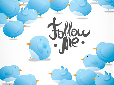 Follow me bird fun illustration twitter vector