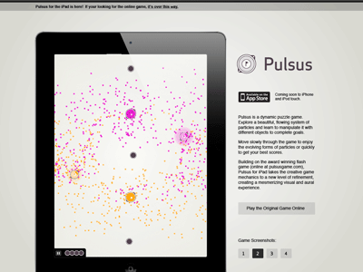 Pulsus Site Design game ipad pulsus website