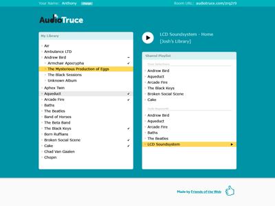 AudioTruce Interface music sharing web website