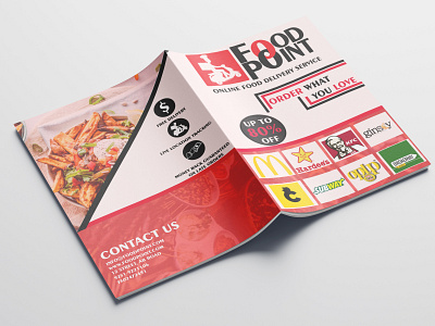 Bi fold brochure adobe illustrator adobe photoshop advertisment branding brochure brochure design brochure mockup design food food app illustrator red
