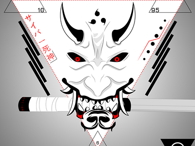 Cyber Shinigami design fui game design hanya hud illustration illustrator japanese japanese art japanese culture katana logo shinigami triangle ui vector