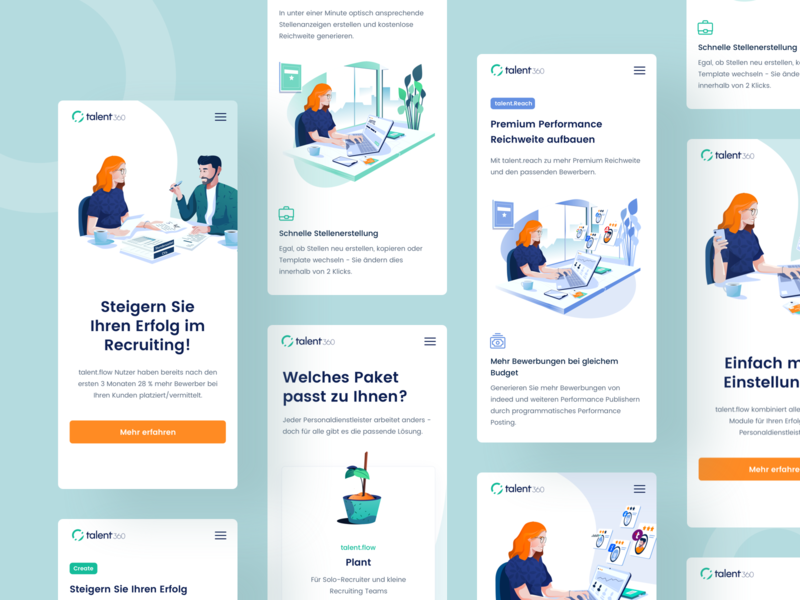 Talent360 Mobile hiring platform job search user experience userinterface minimal clean design uiux illustration design talent website bootstrap grid product design