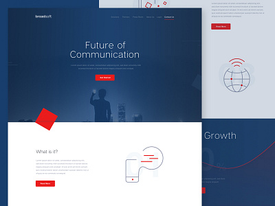 Communication Landing chart slide design clean interface clean minimal interface communication website design landing page concept design red color elements ui user friendly concept ux