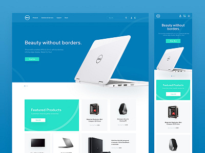 Dell Redesign blue interface design clean minimal interface dell landing page concept dell website concept redesign ecommerce design laptop mockups usage mobile responsive design online products shop ui ux website bootstrap grid layout