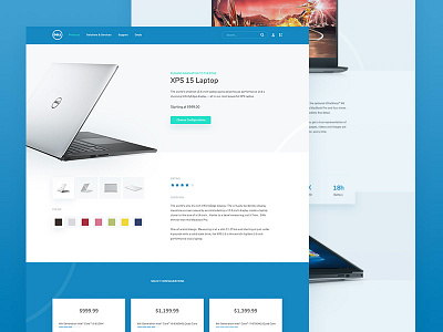 Dell Product Redesign blue interface design clean minimal interface dell product page concept dell website concept redesign ecommerce design online laptop shop pricing slide design ui ux website bootstrap layout