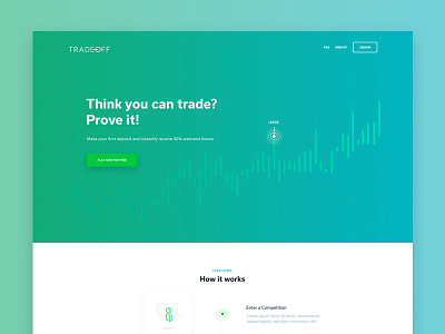 Tradeoff Homepage bootstrap grid layout clean minimal design colorfull interface game website design homepage redesign landing page stock game trading game concept ui unused concept ux