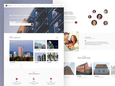 Real Estate Homepage bootstrap grid layout clean modern denver estate agency homepage redesign homepage user interface property listings real estate homepage ui user exeperience design ux