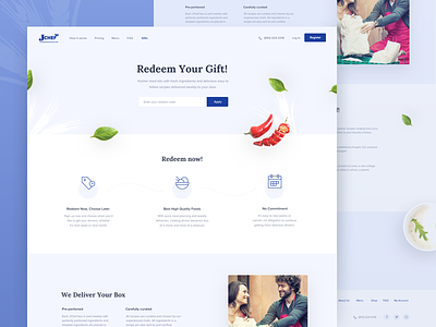 Jchef Gift Page cooking recipe dashboard food delivery food ordering platform gift redeem page design kosher meal modern minimal layout ui ux user experience user interface visual clean design web design user interface