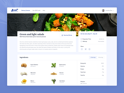 Jchef Meal Page cooking recipe dashboard food delivery food ordering platform gift redeem page design kosher meal modern minimal layout ui ux user experience user interface visual clean design web design user interface