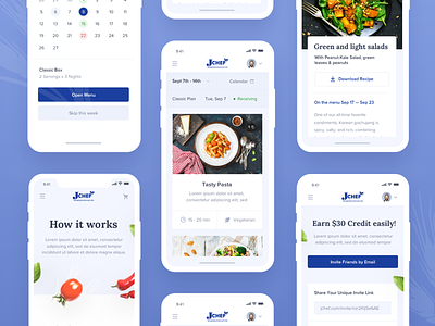 Jchef Mobile cooking recipe dashboard food delivery food ordering platform gift redeem page design kosher meal modern minimal layout ui ux user experience user interface visual clean design web design user interface