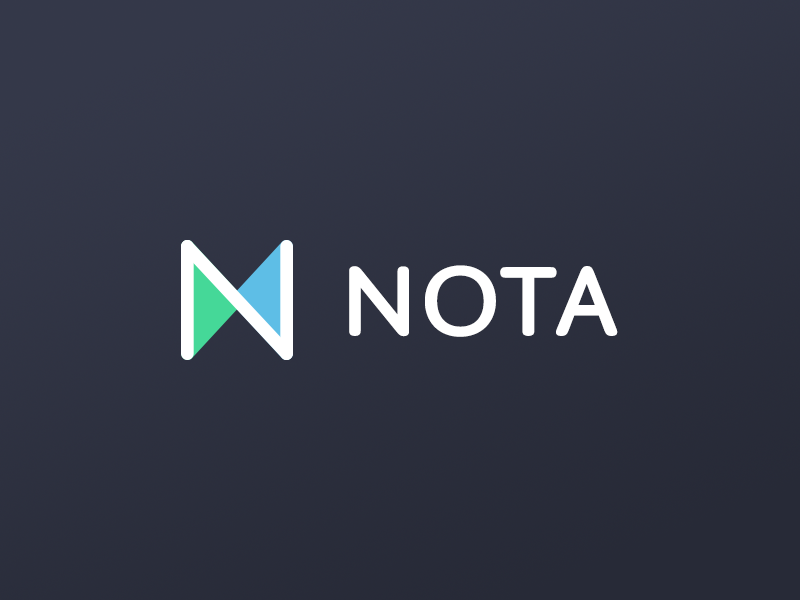 Nota Logo nota logo exploration lending platform n monogram exchange identity colorful double triangles blue green dark colors n logotype full branding identity