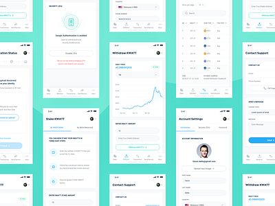 4NEW Application 4new application design chart view price crypto mining application green environment blockchain mobile app interface price chart trading staking cryptocoin transaction list view ui ux user experience user interface