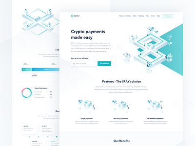 8pay Landing Page 8pay landing page application dashboard showcase blockchain protocol integration clean isometric illustration crypto payments digital currencies transactions digital payment platform roadmap chart team section uiux user interface experience website design white green color