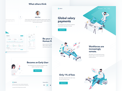 8Pay Global Salary Page 8pay landing page application dashboard showcase blockchain protocol integration clean isometric illustration crypto payments digital currencies transactions digital payment platform roadmap chart team section uiux user interface experience website design white green color