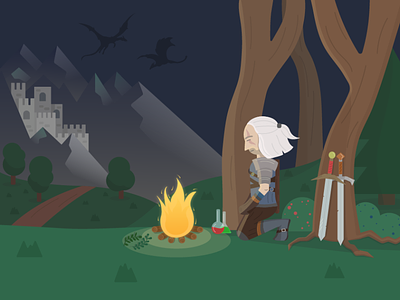 Geralt of rivia illustraion thewitcher vector illustration