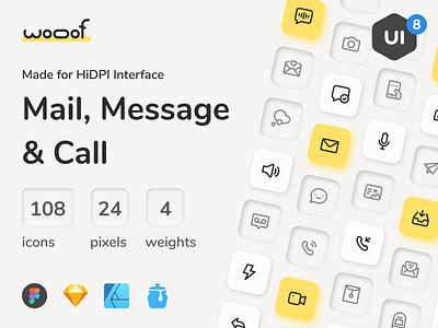 Mail, Message, Call Icon Set affinity designer figma icon icon design icon set iconography icons minimal neumorphism sketch