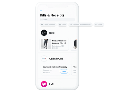 Edison Mail Assistant Redesign - Bills & Receipts Section List