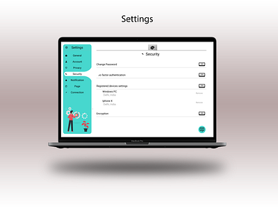 Settings screen UI- web design