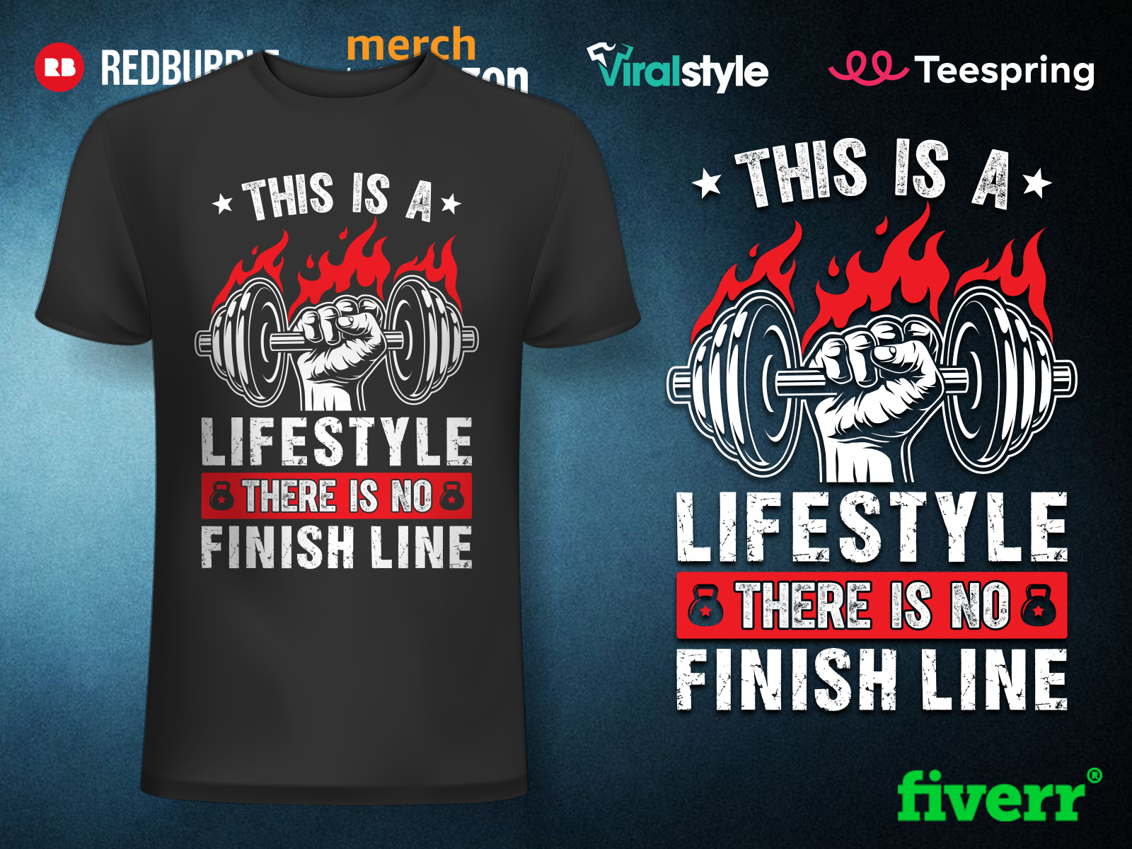 Gym Fitness Tshirt Design Workout Tee by Ahmed Muhaimin Ferdous on