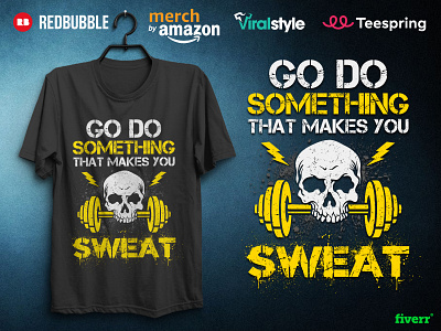 Gym Fitness T-shirt - Workout Tee Design amazon fitness t shirt bodybuilder tee design bodybuilding crossfit design fitness fitness motivational quote fitness t shirt design gym gym quote typography t shirt gym t shirt design illustration merch quote skull vector t shirt t shirt design t shirt designer vector workout