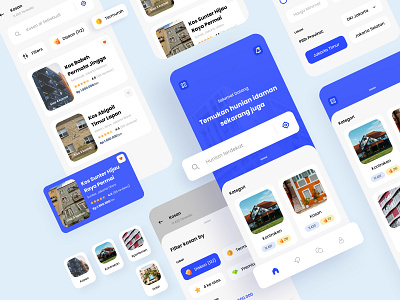 Hunianku apartment app blue clean design home mobile mobileapp real estate ui user experience user interface ux yellow