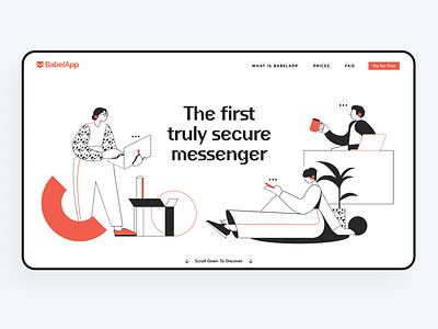Encrypted messenger product website concept