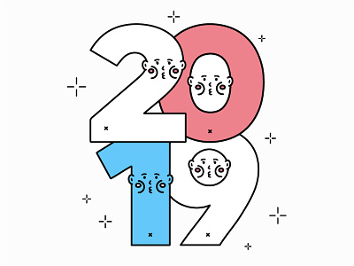 Happy New Year 2019! 2019 branding character character design cute design graphic design happynewyear illustration logo typography