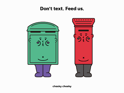 Don't text. Feed us. branding character character design cute design graphic design icon illustration logo mailbox