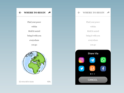 Social Share - #DailyUI #010 app book cleo wade daily 100 challenge dailyui dailyui010 design share social social share uiux uiuxdesign uiuxdesigner wheretobegin