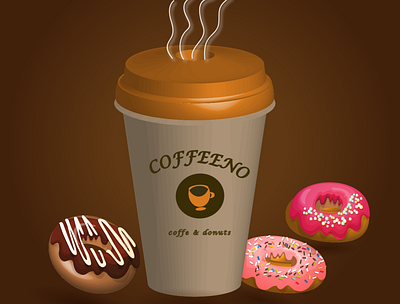 coffeeno cafe brown cafe chocolate coffee donut illustration logos