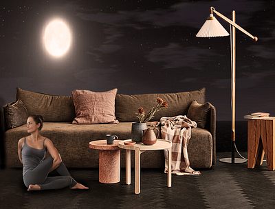 Yoga couch girl home light manipulation meditation mix moon night photoshop relax sky sofa workout yoga