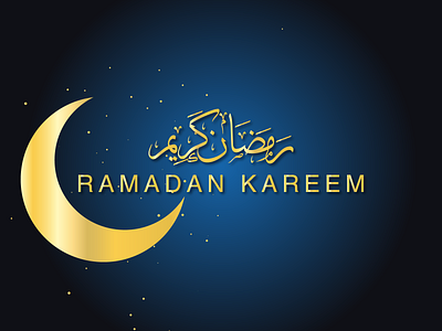 RAMADAN KAREEM blue crescent deep design fasting god gold golden gredient illustraion light month moon ramadan sky text vector