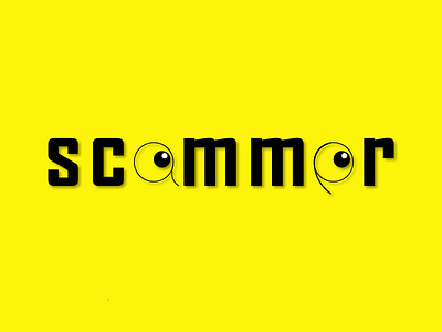 scammer text black curious design eyes illustraion logo scammer text text logo typogaphy vector yellow