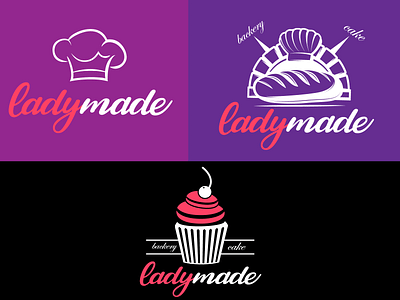 LADYMADE LOGO bakery branding bread cake cap chef cup cupcake design fresh health homemae illustraion lady logo pickles pink shop text vector
