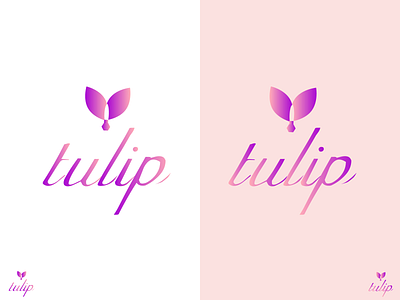 tulip store logo branding butterfly design flower gift girl half illustraion leaves logo love pink purple rose shadow store text tolip tulip vector