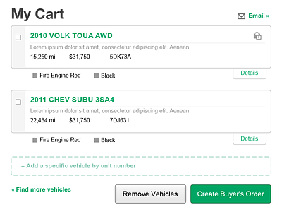 Vehicle Sales Cart
