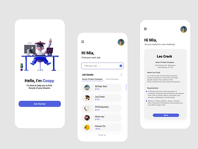 Job application app design ui ux web