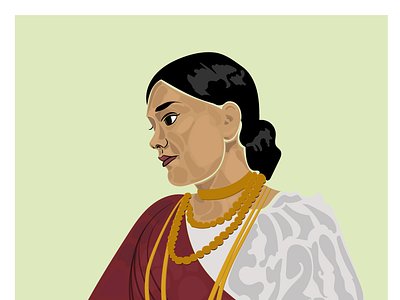 Kandyan Woman digital art freehand illustration