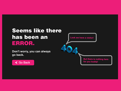 Daily UI #008 - Error 404 3d 404 404 page black blue c4d dailyui design error error 404 error page go back pink ui uidesign