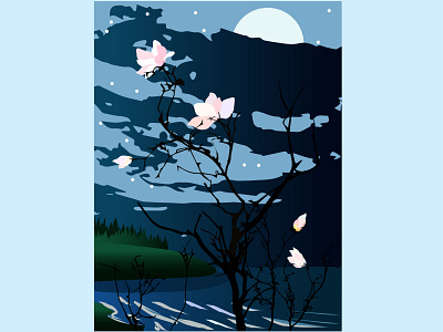 "magnolia" art colorful graphics illustration illustrator magnolia minimal moonlight vector