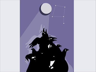 "ravens" art constellation graphics illustration illustrator minimal moon moonlight ravens vector vector art vector illustration
