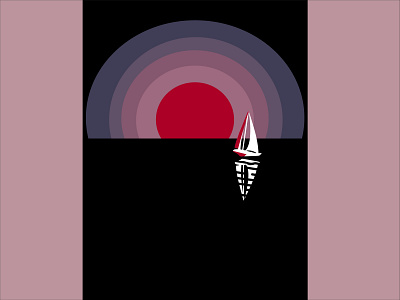 "sun" boat illustration illustrator minimal minimalism red sun vector vector art
