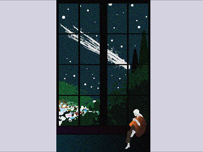 "window" art comet fantasy illustration illustrator minimal sad stars vector vector art vector illustration