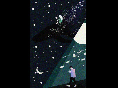 "alone" art colorful fantasy illustration illustrator minimal moonlight stars vector vector art vector illustration whale