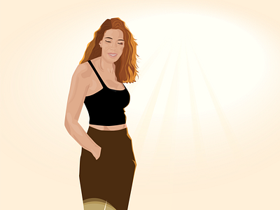 Sunshine design drawing flat girlwithsun illustration ligth portrait sunny sunset sunshine vector