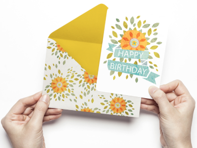 a postcard with sunflower birthday envelope illustration postcard sun sunflower yellow