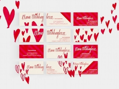 visit cards for a wedding photographer book cover heart identity logo love photographer pink red valentines day visit card