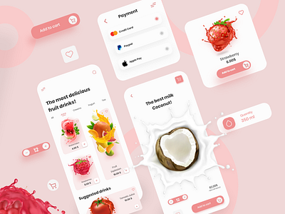 Fruit Drinks App creative design designer drink fruit mobile payment template ui ui ux ui design uidesign uiux ux ux ui ux design uxdesign uxui