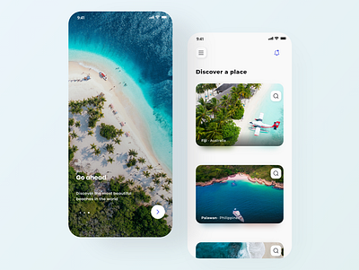 Discover Place App app app design beach design designer discover dribbble minimal minimalist mobile mobile app mobile app design mobile design onboarding travel ui ui ux ui design ux vacation